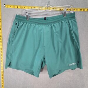 WHOOP Shorts Mens XL Green 7 In Lined Running Drawstring Zip Pocket Gym Athletic